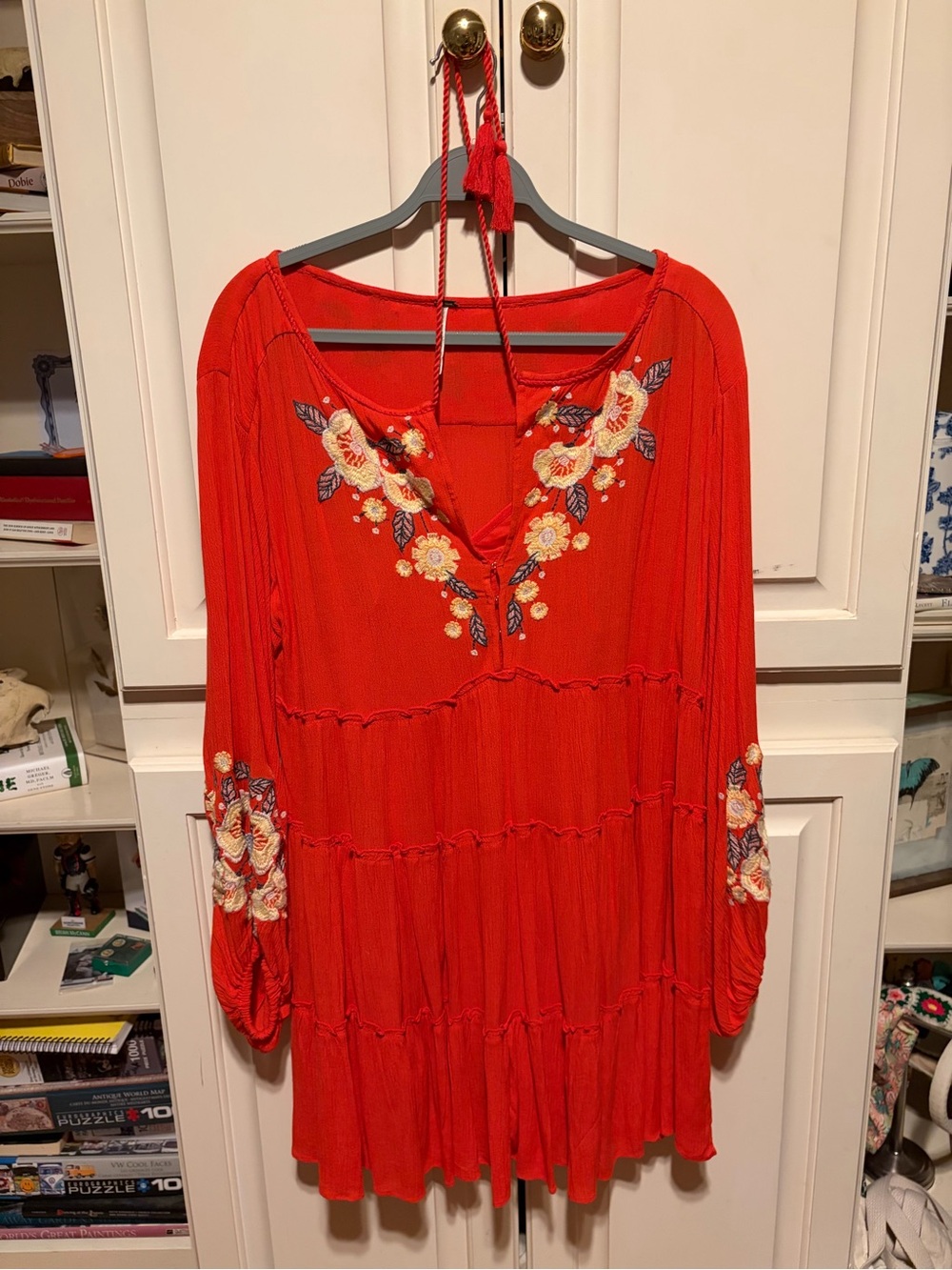 Free People Colorful Tiered Embroidered Boho Dress